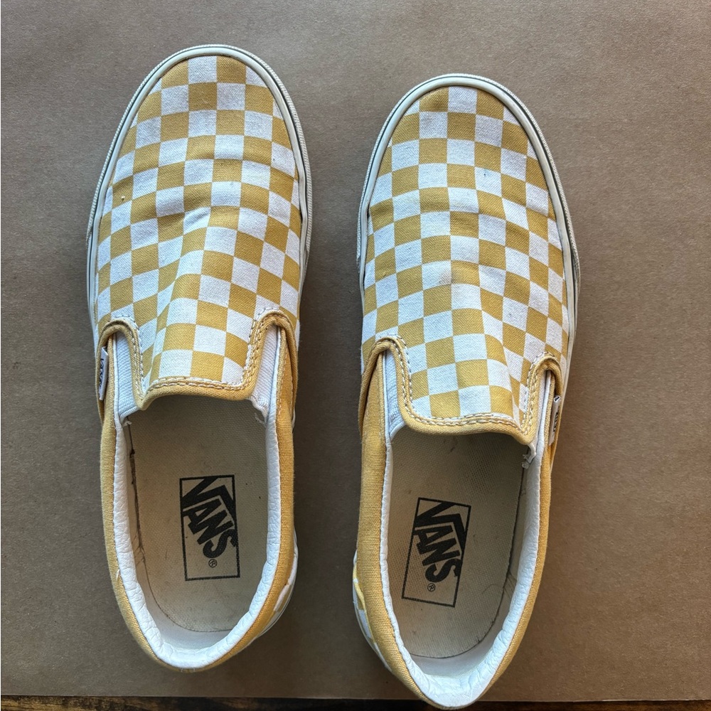 Womens 9.5 Yellow Checkered Vans